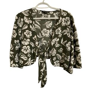 New Look Tropical Floral Tie-Front Shrug -XL